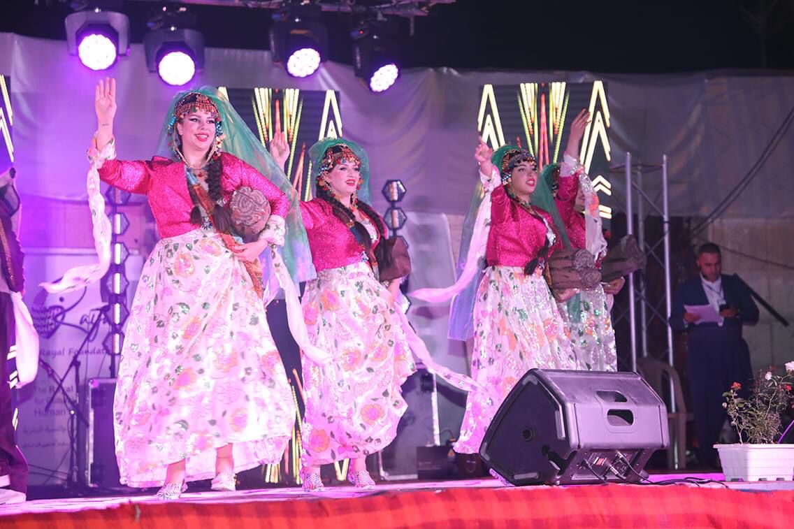 A female dance group is pictured performing at Ranya's Cultural Exchange festival, Oct. 13, 2023. (Photo: Kurdistan 24)